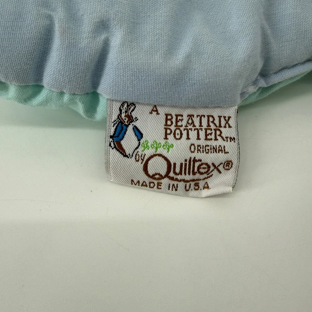 Vintage Beatrix Potter Peter Rabbit Baby Quilt Blanket Quiltex USA 21x26